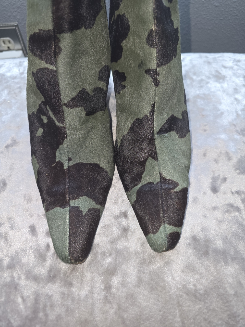 Jimmy Choo Camo PONY HAIR Green and Black Booties